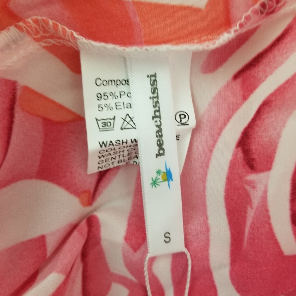 BeachSissi Smocked Midi Dress Off Shoulder Pink Swirl Sz Small NWT - Picture 10 of 16